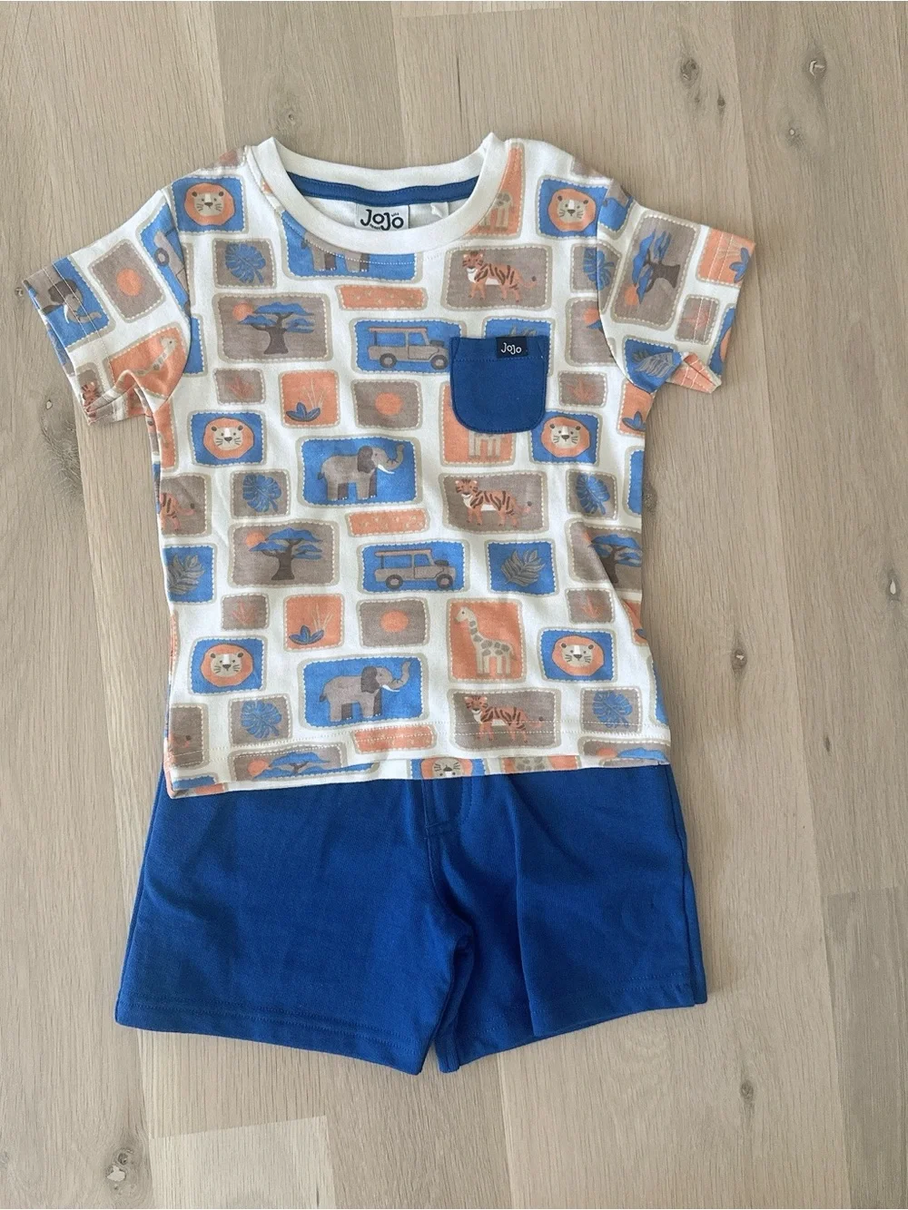 NWT Jojo Mann Bebe Safari Print Giraffe Pet Cotton T-Shirt & Shorts Set
